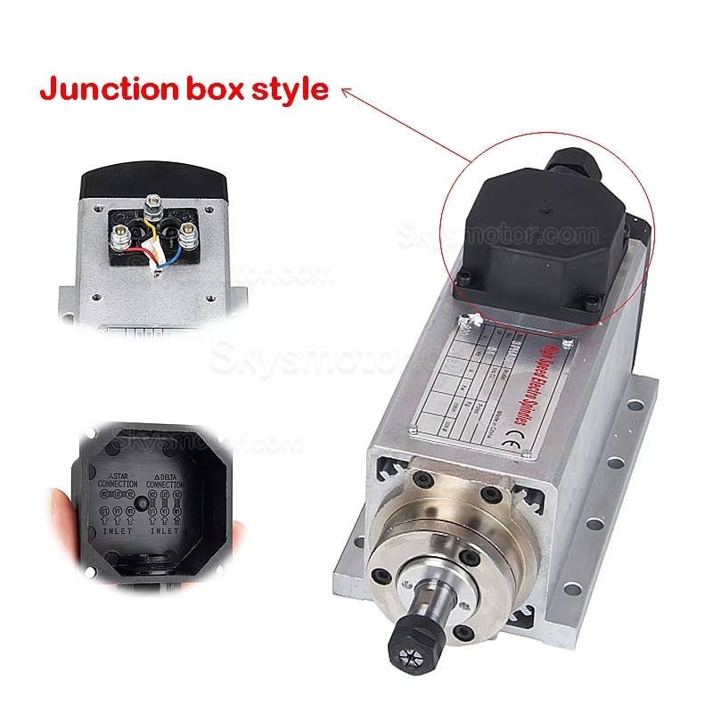 空冷式CNCスピンドルモーター Huajiang-1.5KW 110V/220V 1.5kW 24000RPM ER11/ER16コレット 400Hz 航空プラグ付き